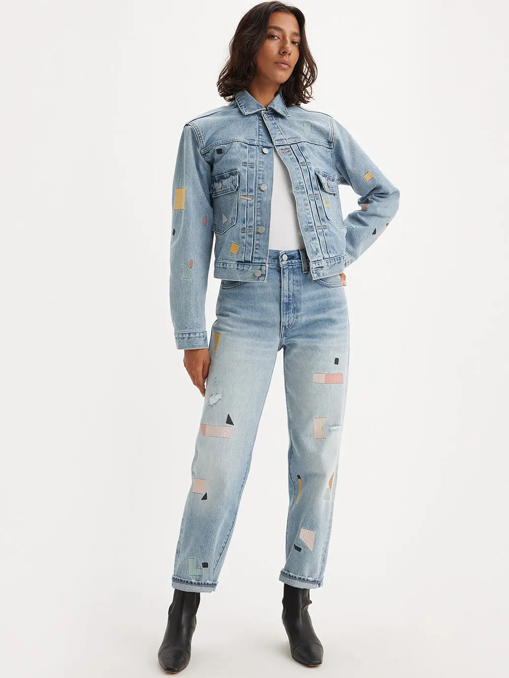 Women's Blue Loose Fit Mid Rise Jeans 1