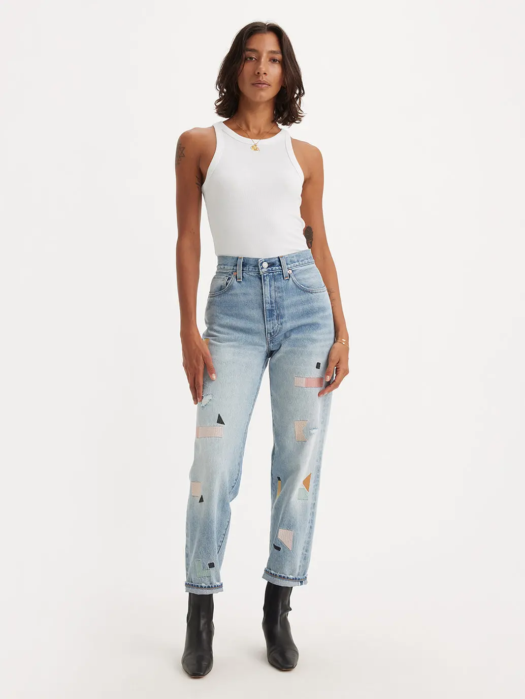 Women's Blue Loose Fit Mid Rise Jeans 1