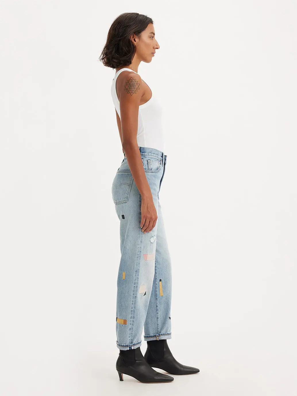 Women's Blue Loose Fit Mid Rise Jeans 4