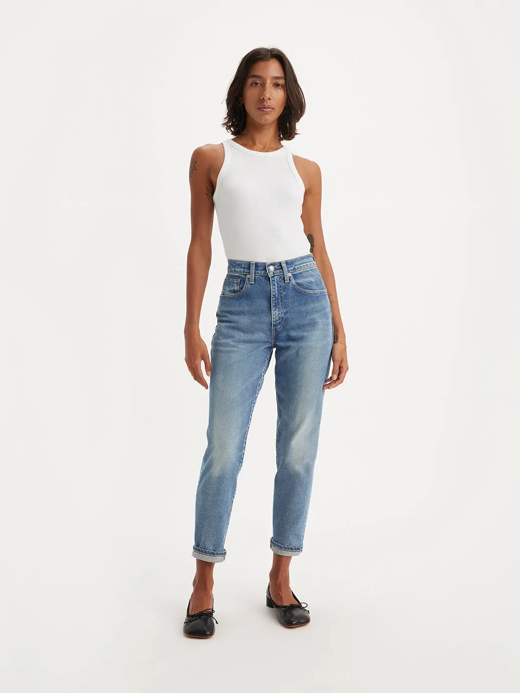 Women's Blue Loose Fit High Rise Boyfriend Jeans 1