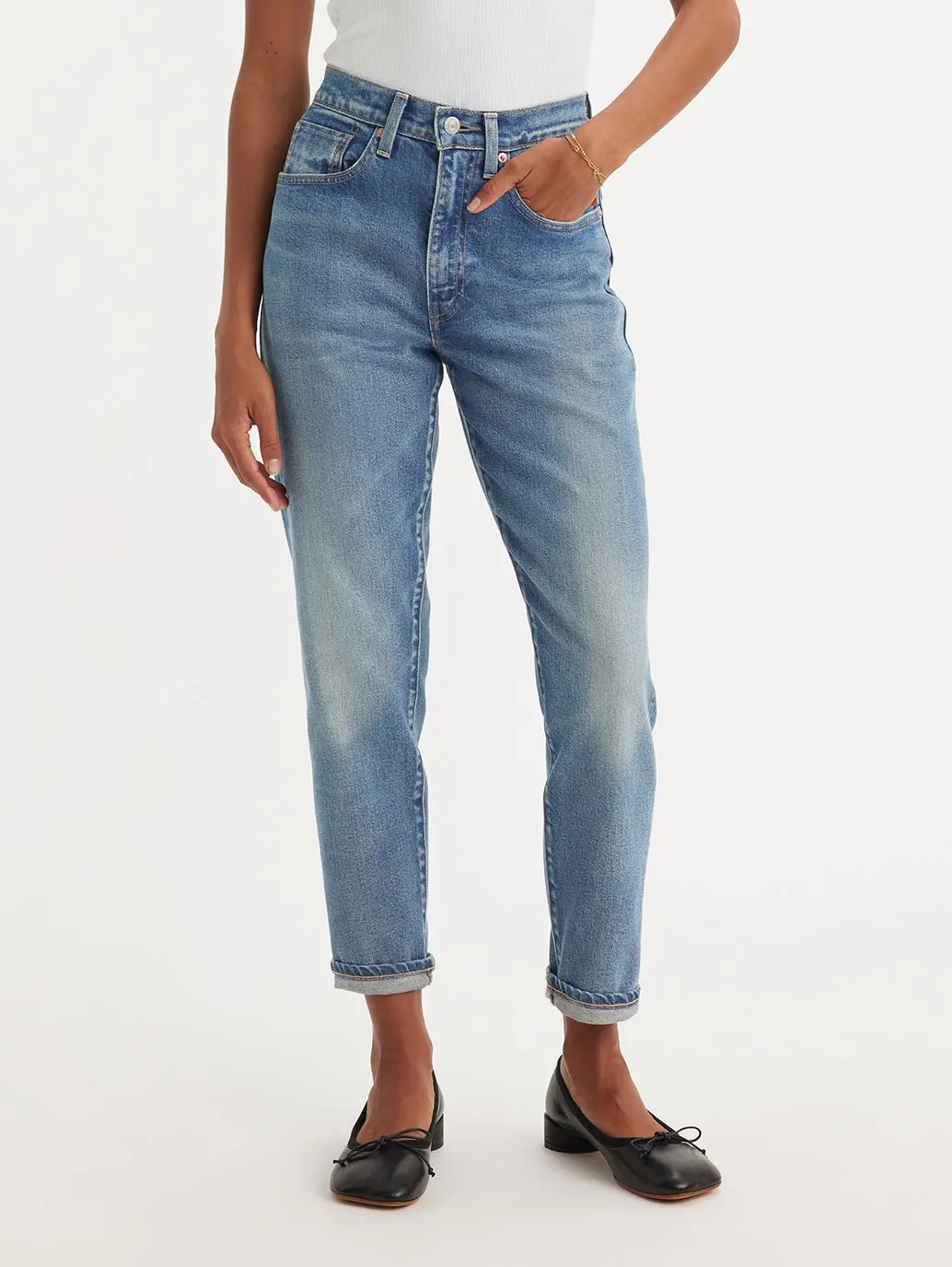 Women's Blue Loose Fit High Rise Boyfriend Jeans 2