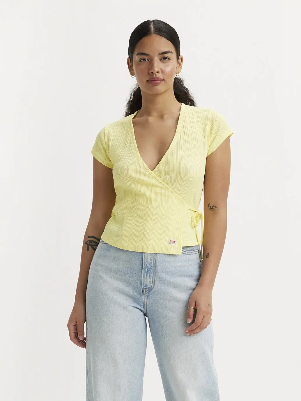 Women's Textured V Neck Top 1