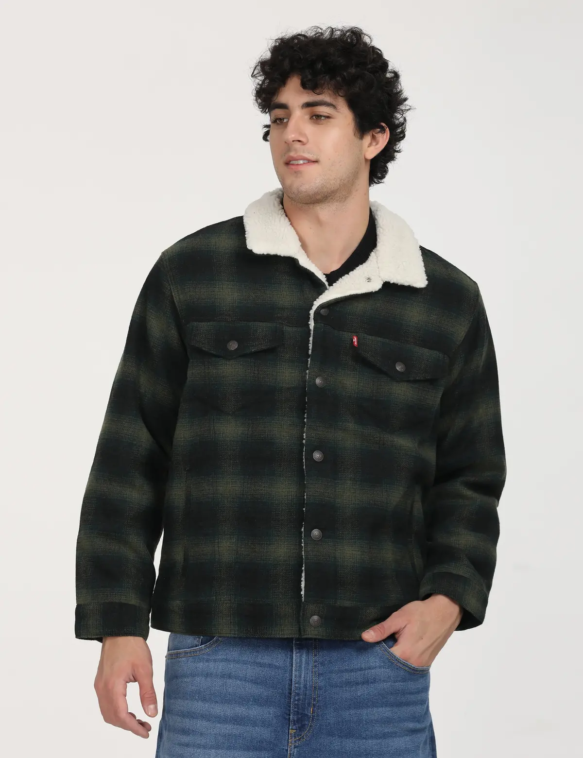 Men's Checkered Green Spread Collar Tailored Jacket 1