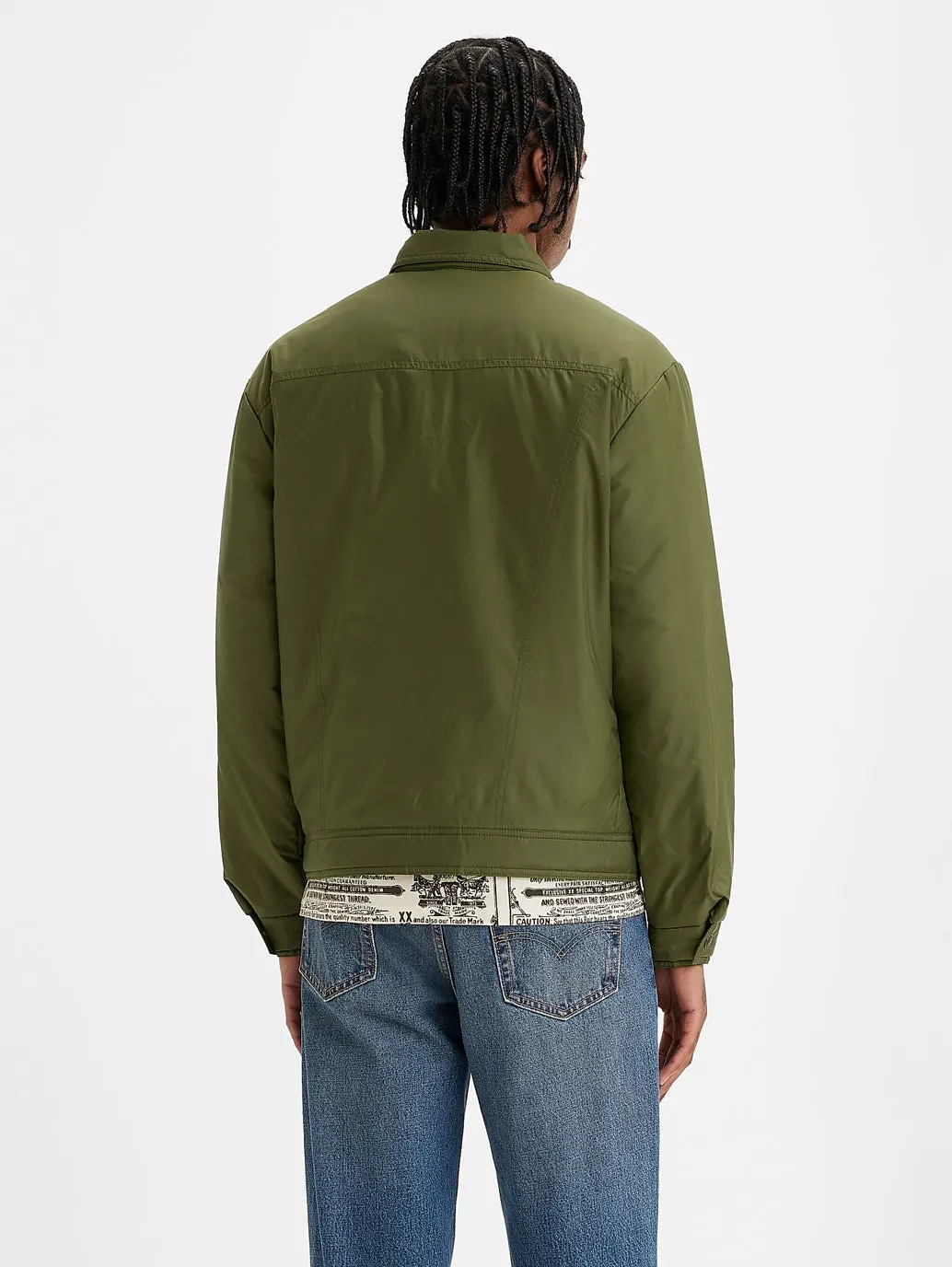 Men's Solid Green Collar Neck Padded Jacket 4