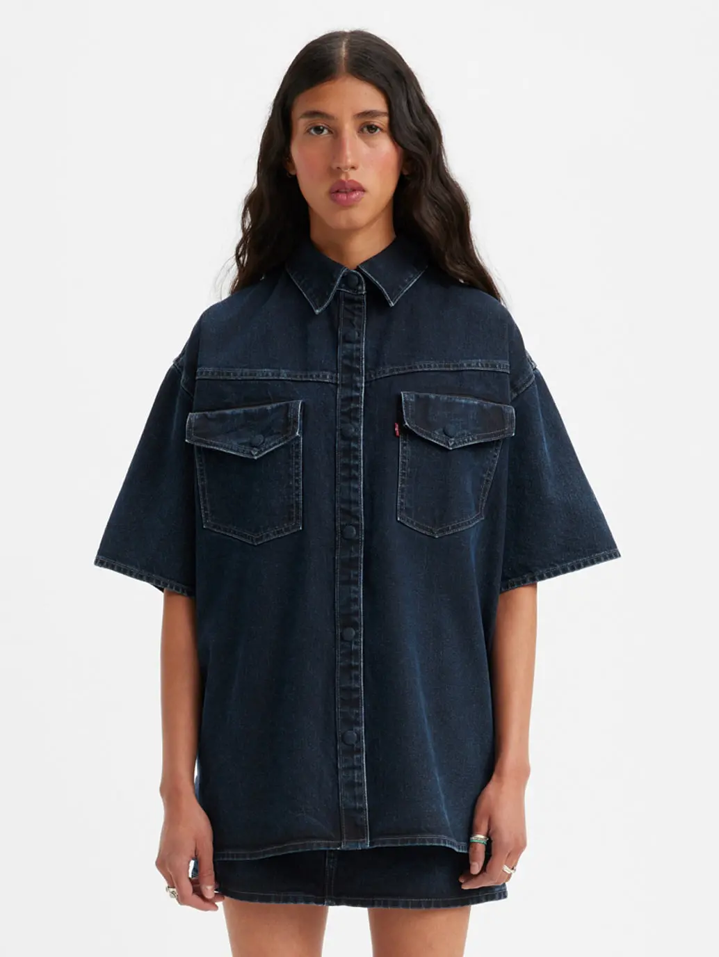 Women's Solid Spread Collar Shirt 1