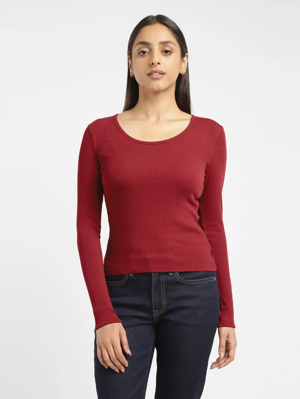 Women's Solid Scoop Neck Relaxed Fit T-Shirt 2