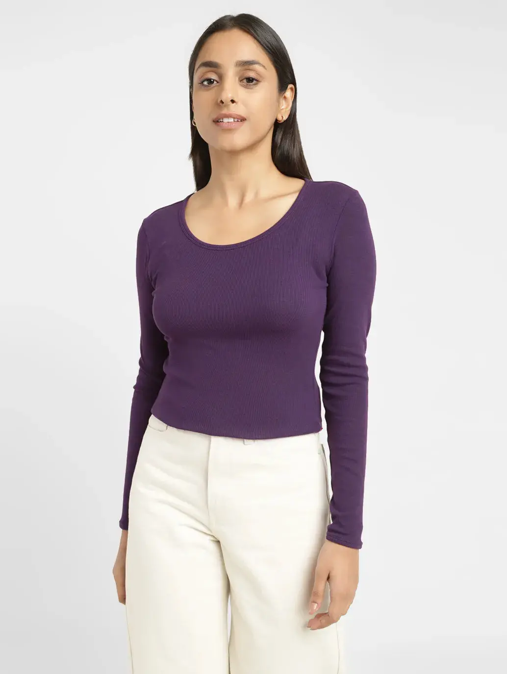 Women's Solid Scoop Neck Relaxed Fit T-Shirt 1