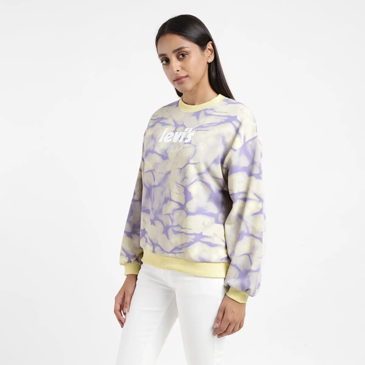 Women's Abstract Yellow Crew Neck Sweatshirt 5