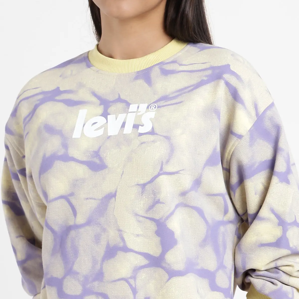 Women's Abstract Yellow Crew Neck Sweatshirt 4