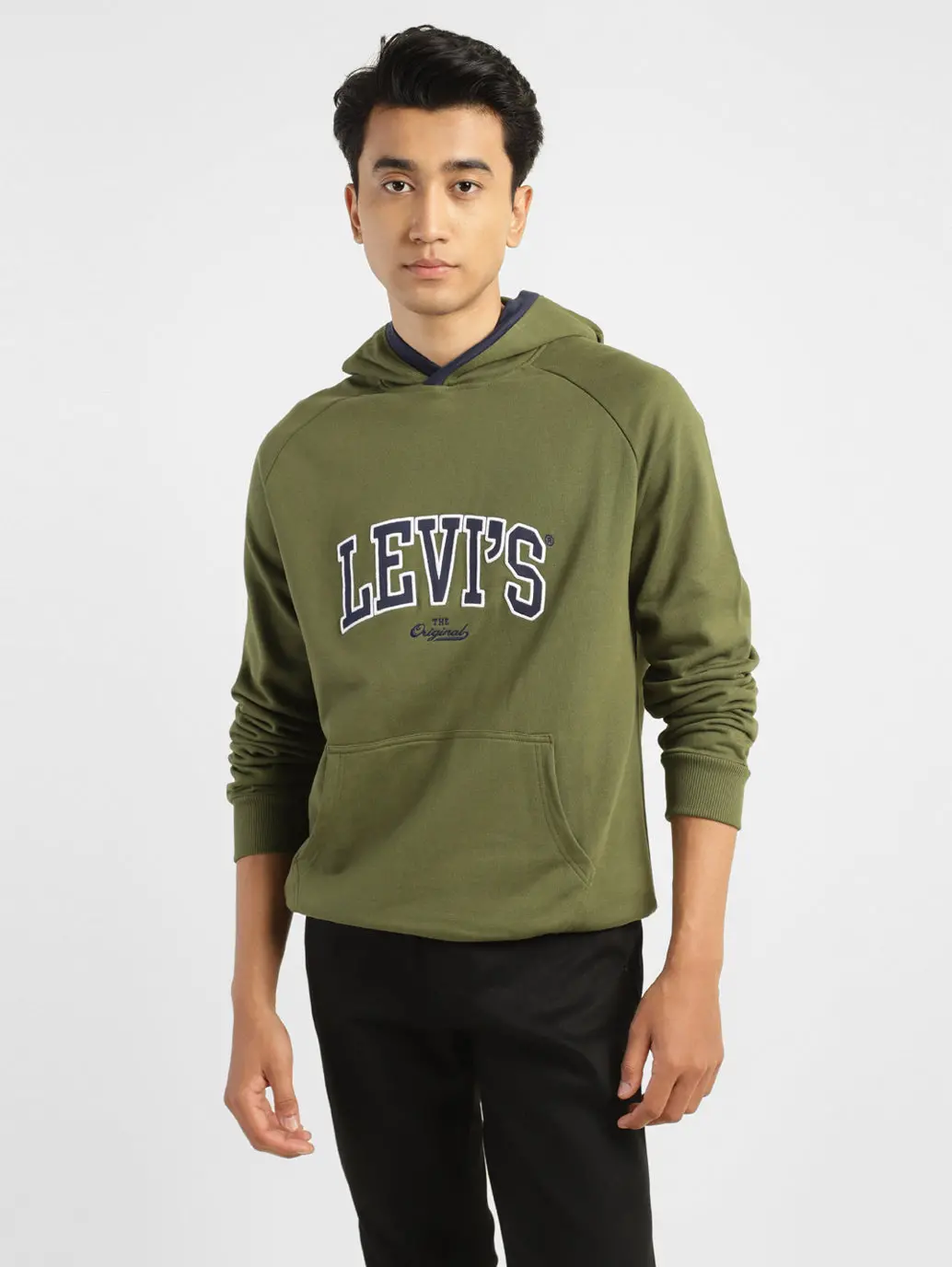 Men's Solid Green Hooded Sweatshirt 2