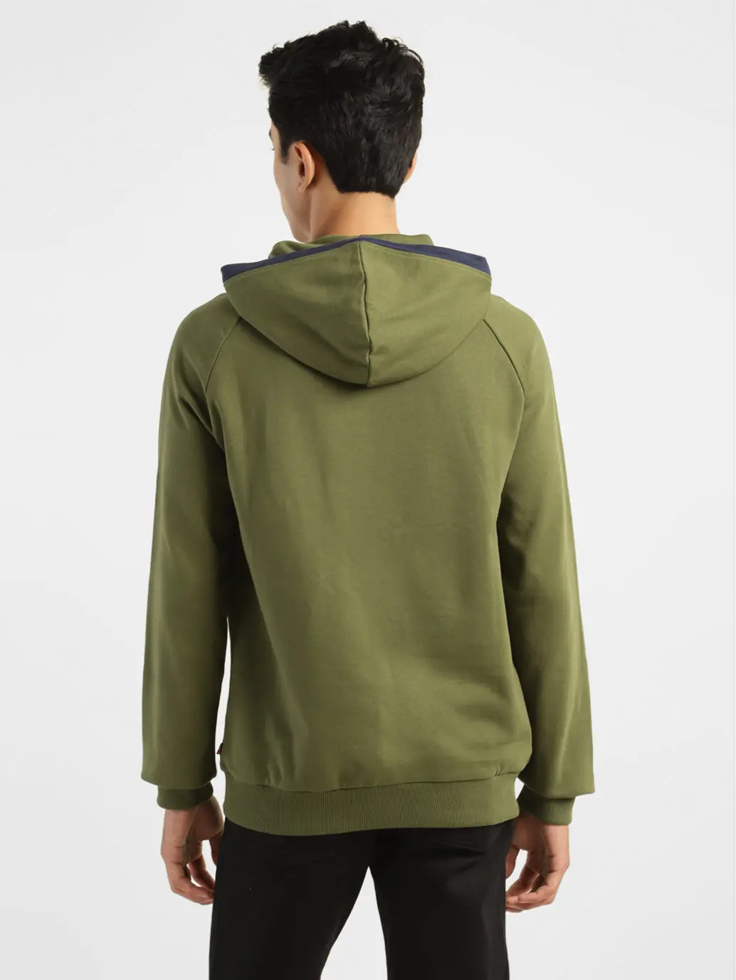 Men's Solid Green Hooded Sweatshirt 3