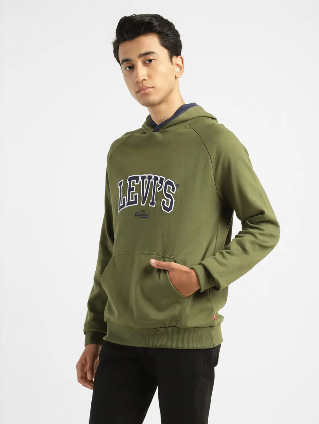 Men's Solid Green Hooded Sweatshirt 4