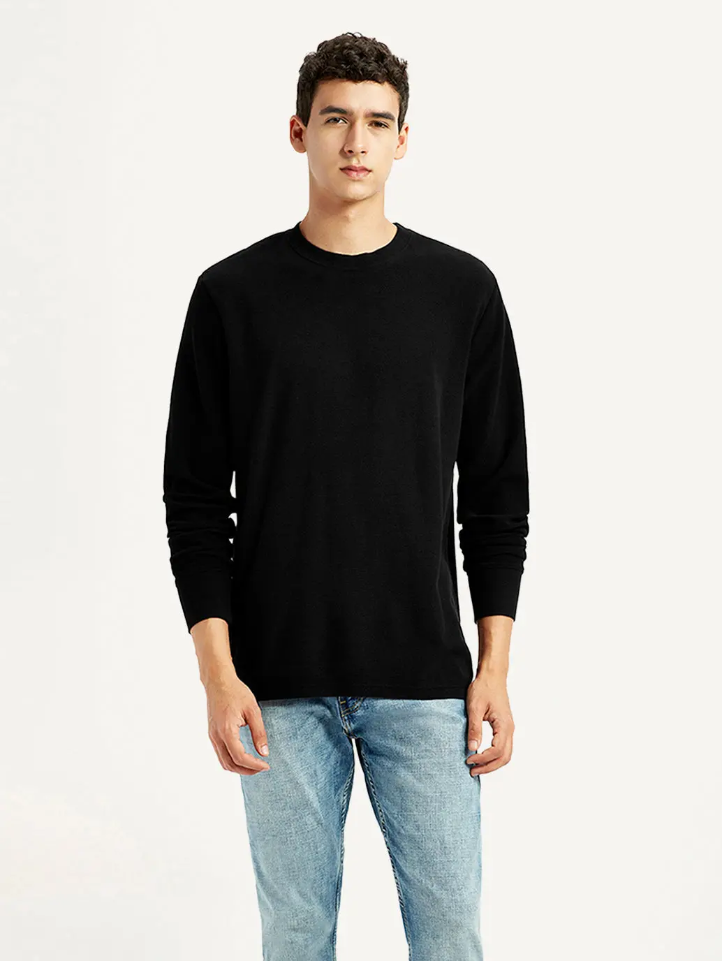 Men's Solid Black Crew Neck T-Shirt 1
