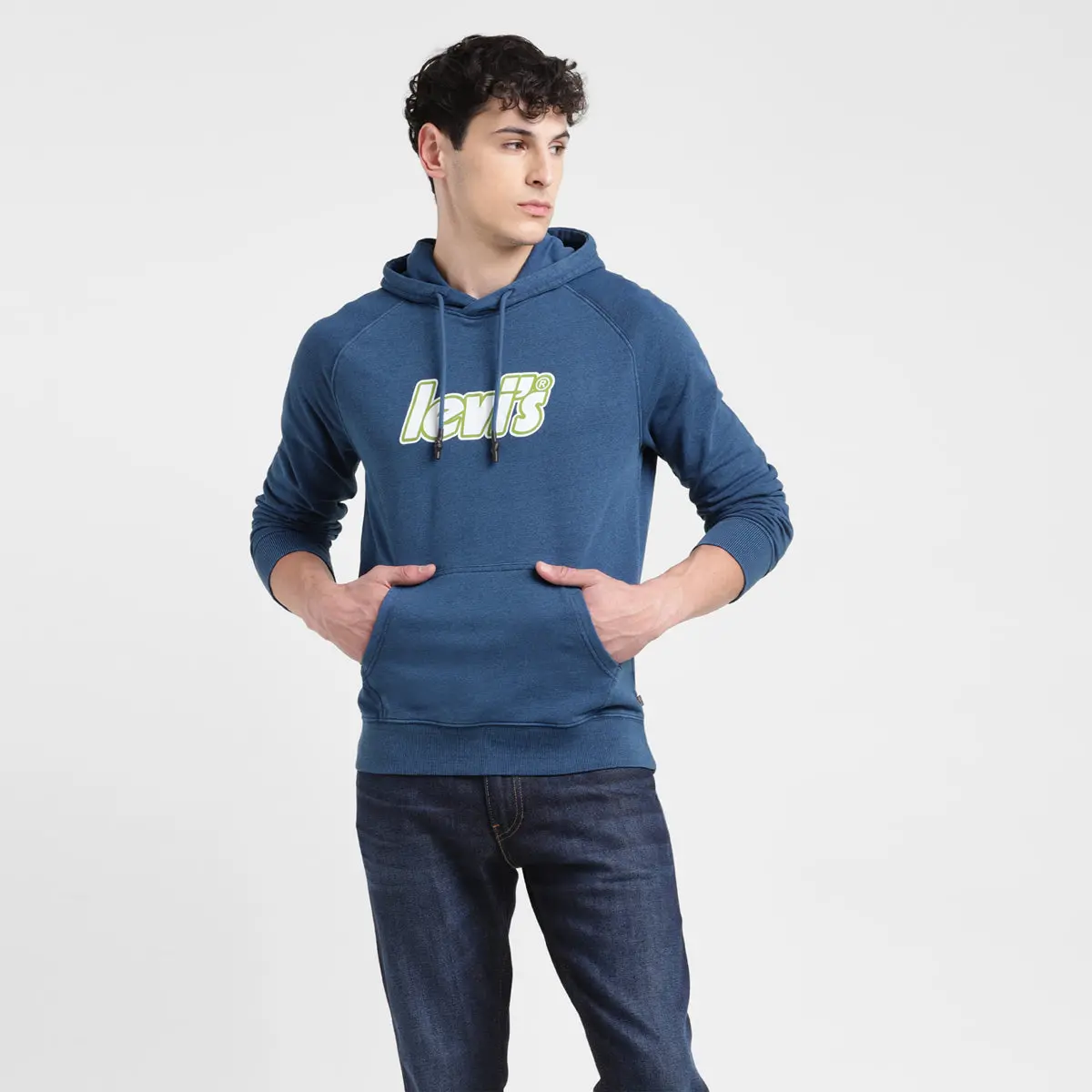 Men's Solid Blue Hooded Sweatshirt 1