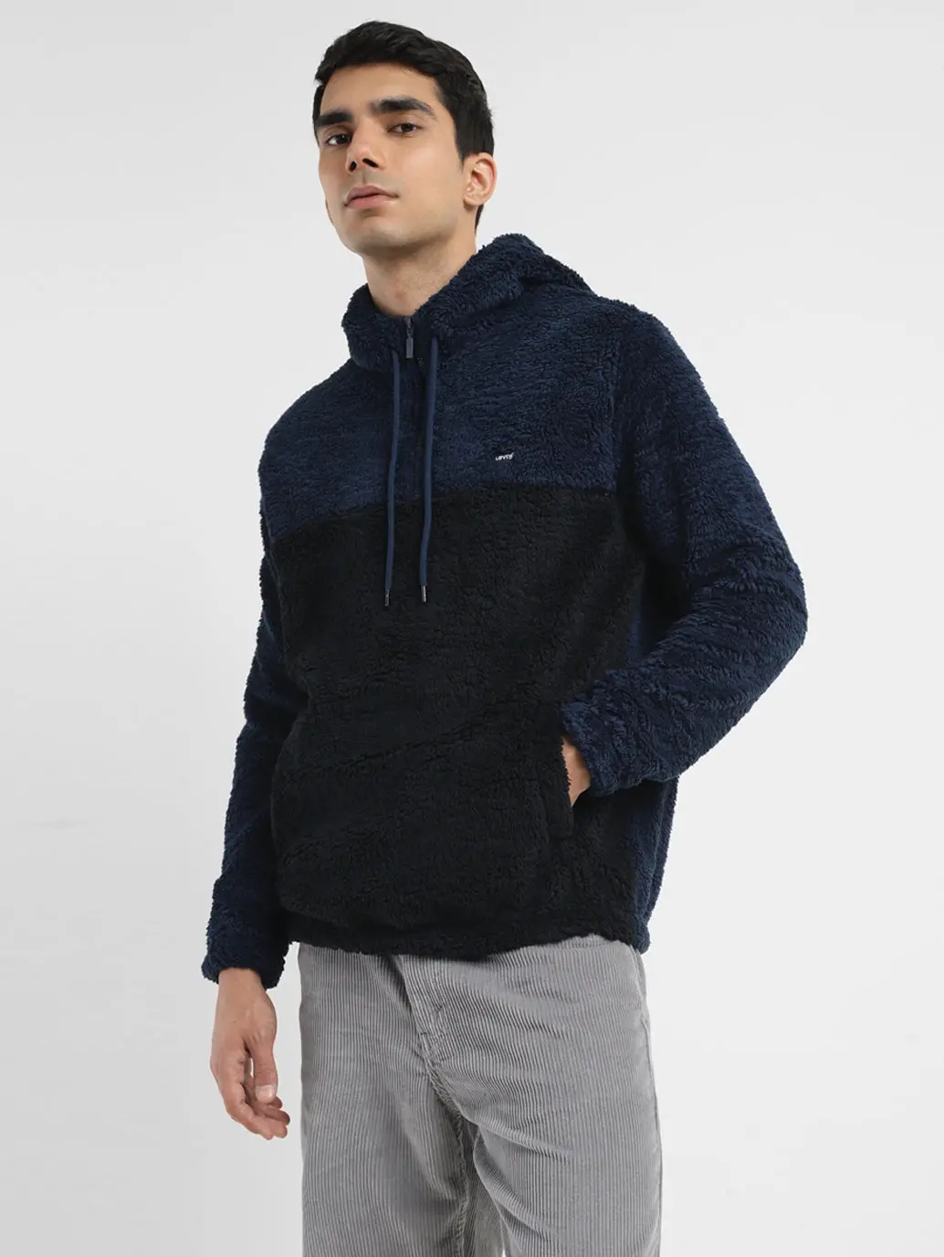 Men's Solid Blue Hooded Sweatshirt 1