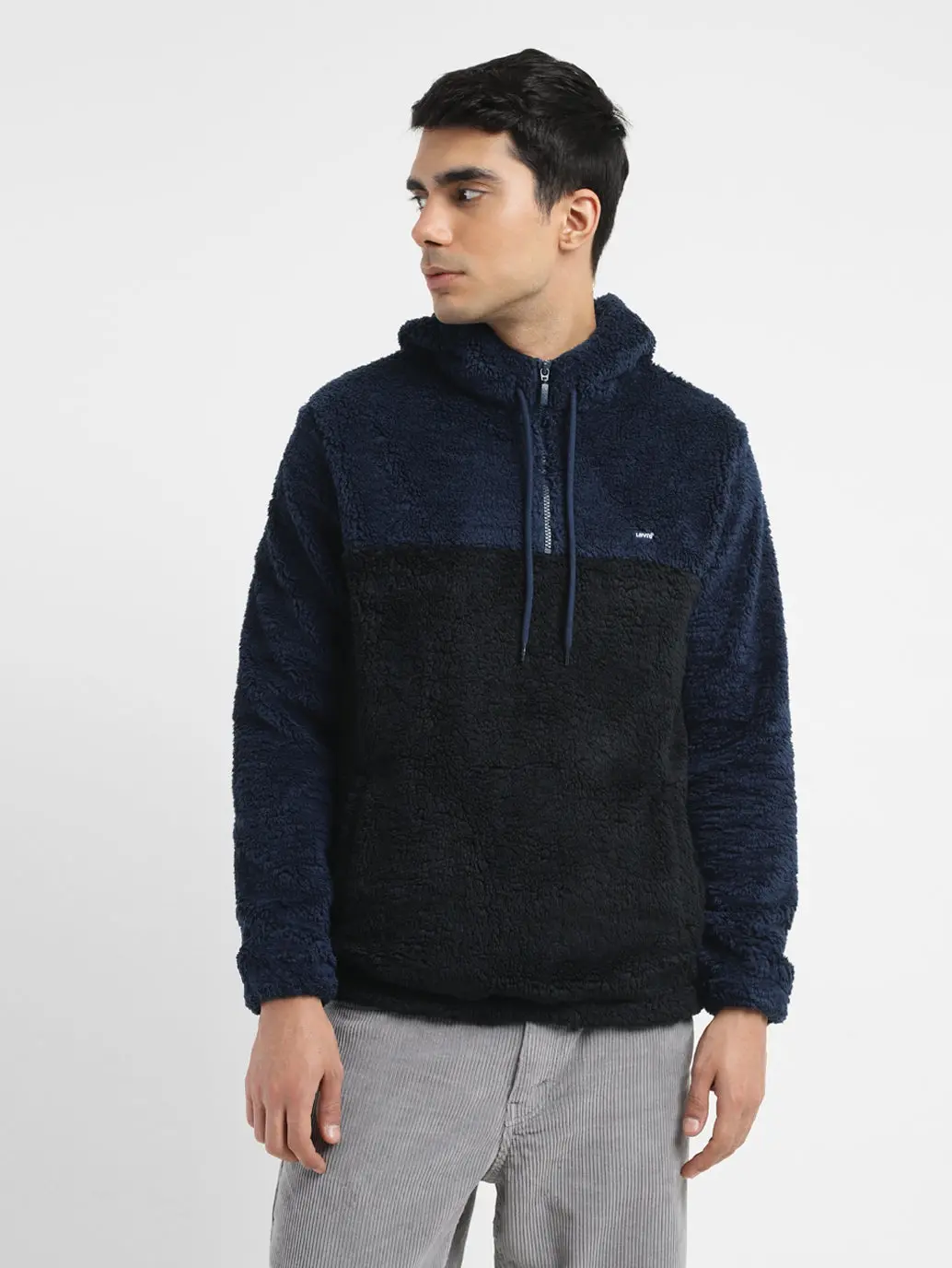 Men's Solid Blue Hooded Sweatshirt 2