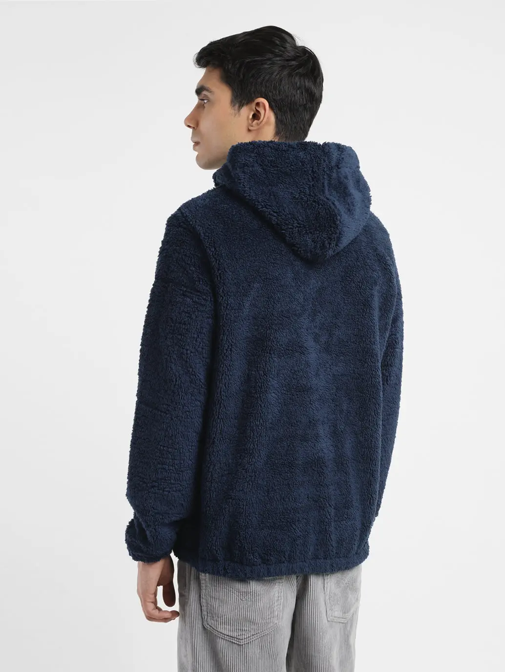 Men's Solid Blue Hooded Sweatshirt 3