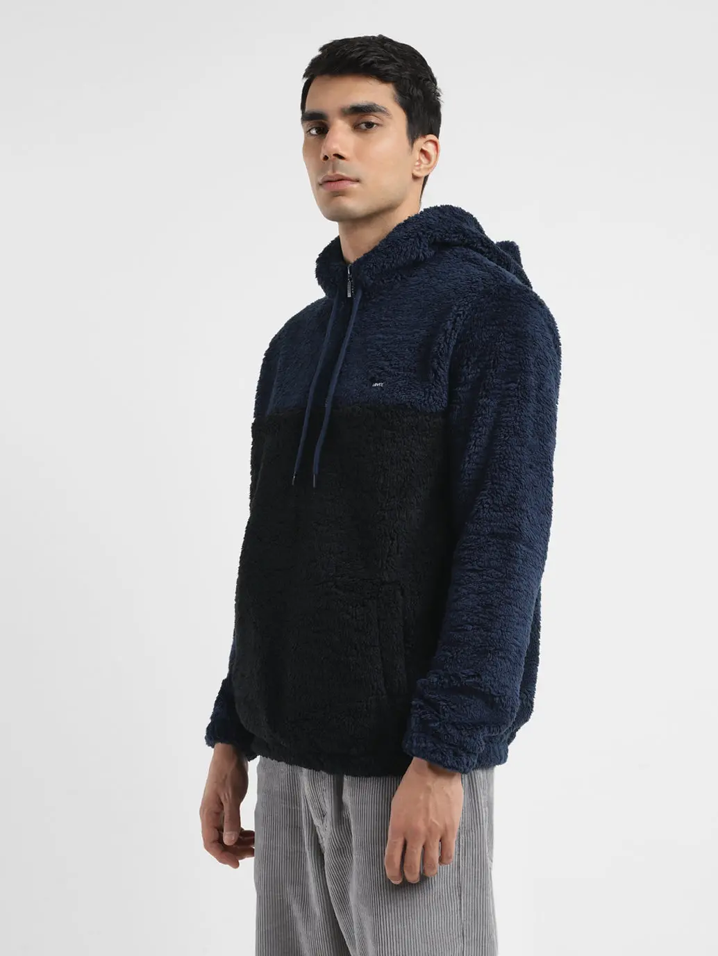 Men's Solid Blue Hooded Sweatshirt 4