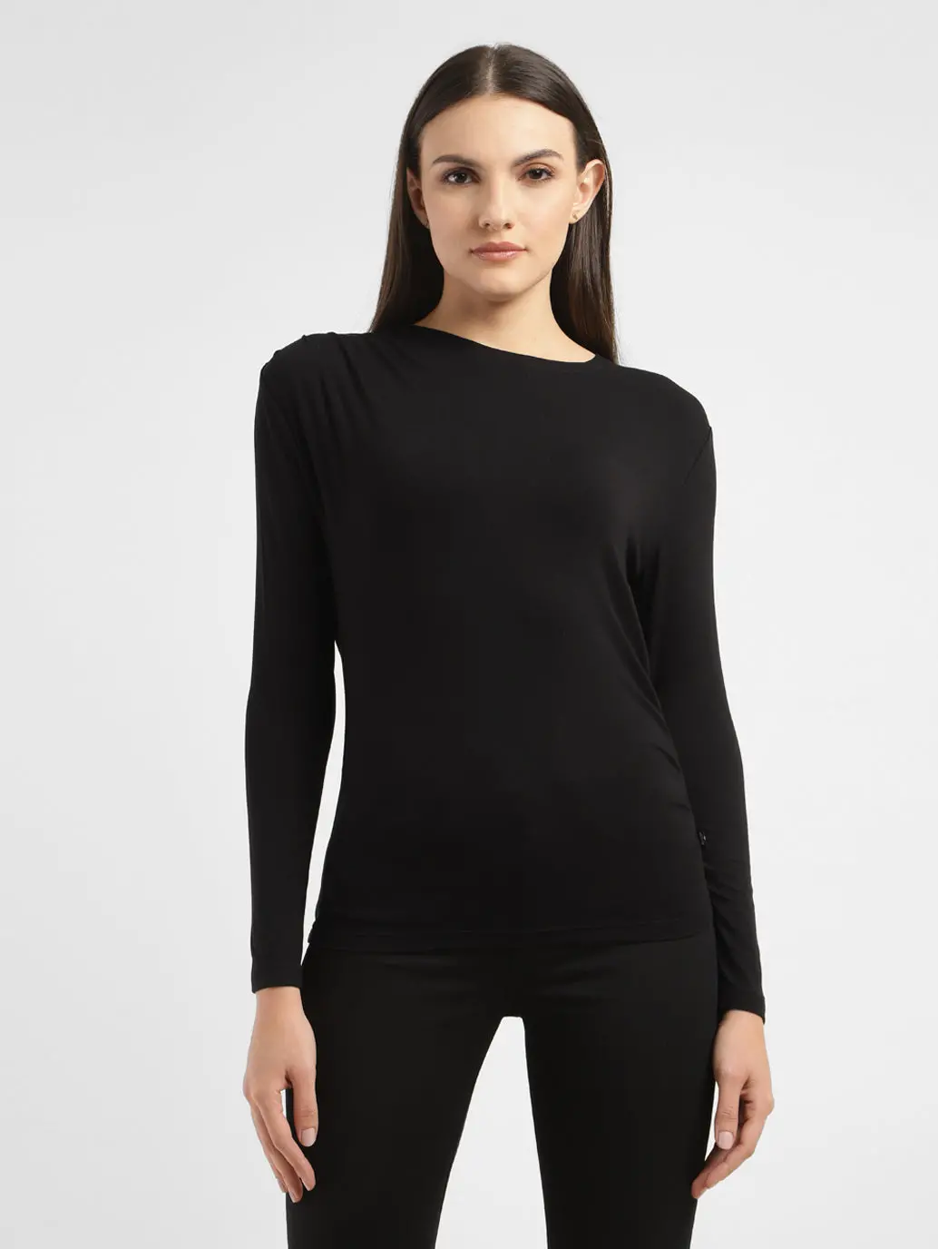 Women's Solid Asymmetrical Neck Top 1