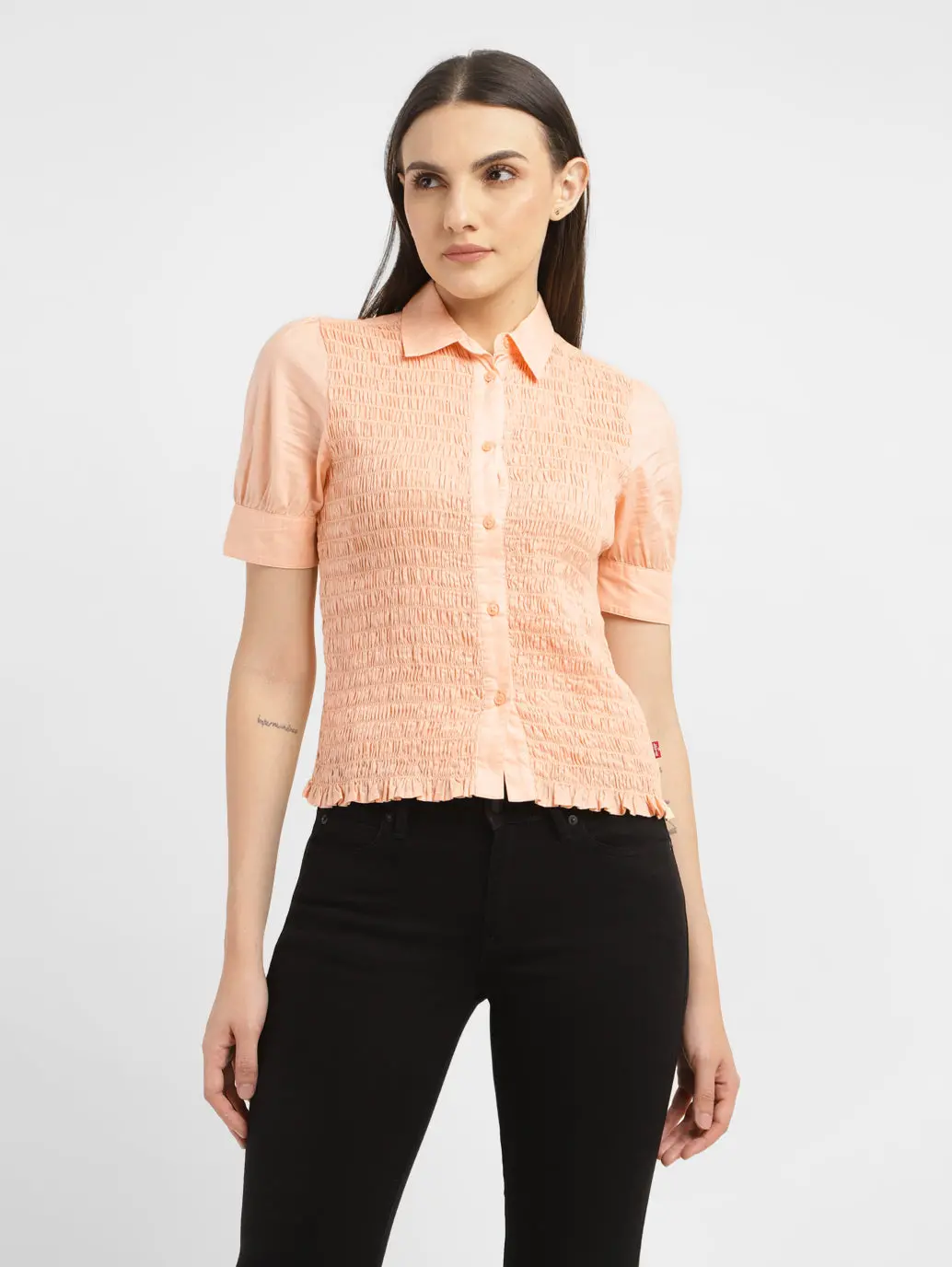 Women's Textured Spread Collar Shirt 2