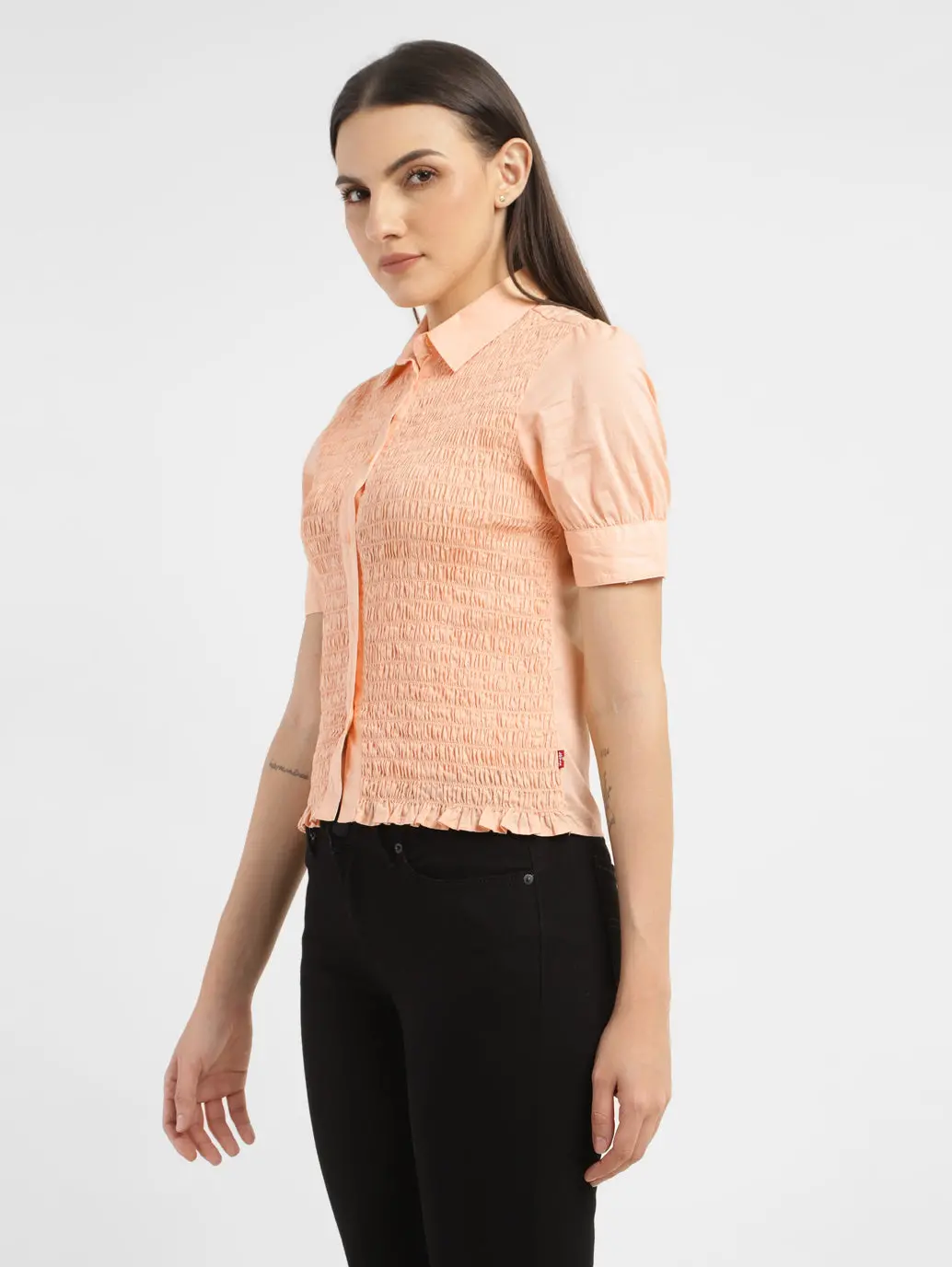 Women's Textured Spread Collar Shirt 4