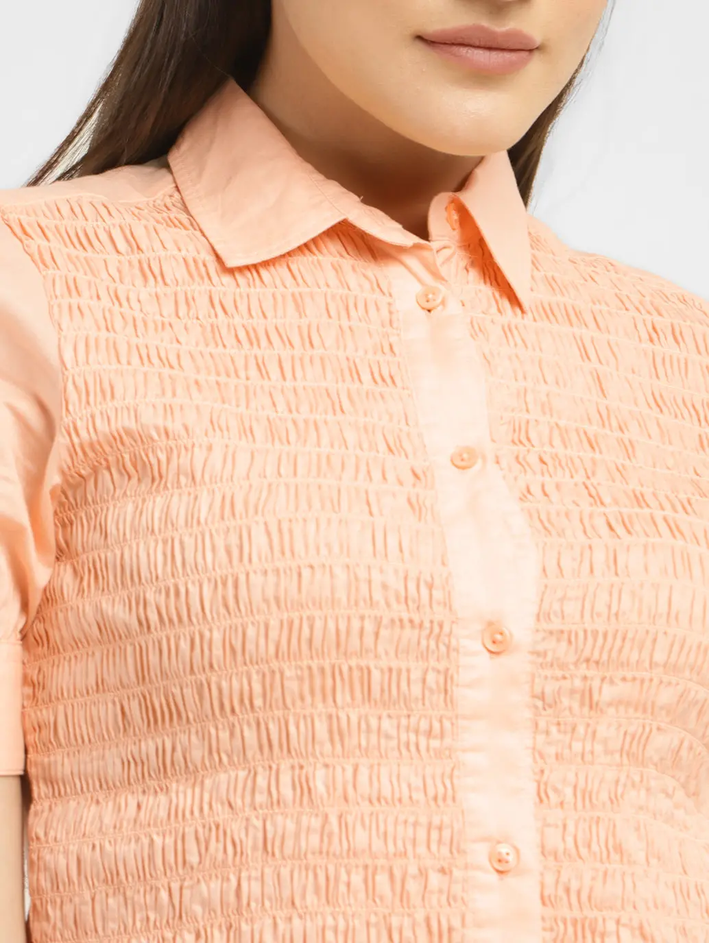 Women's Textured Spread Collar Shirt 5