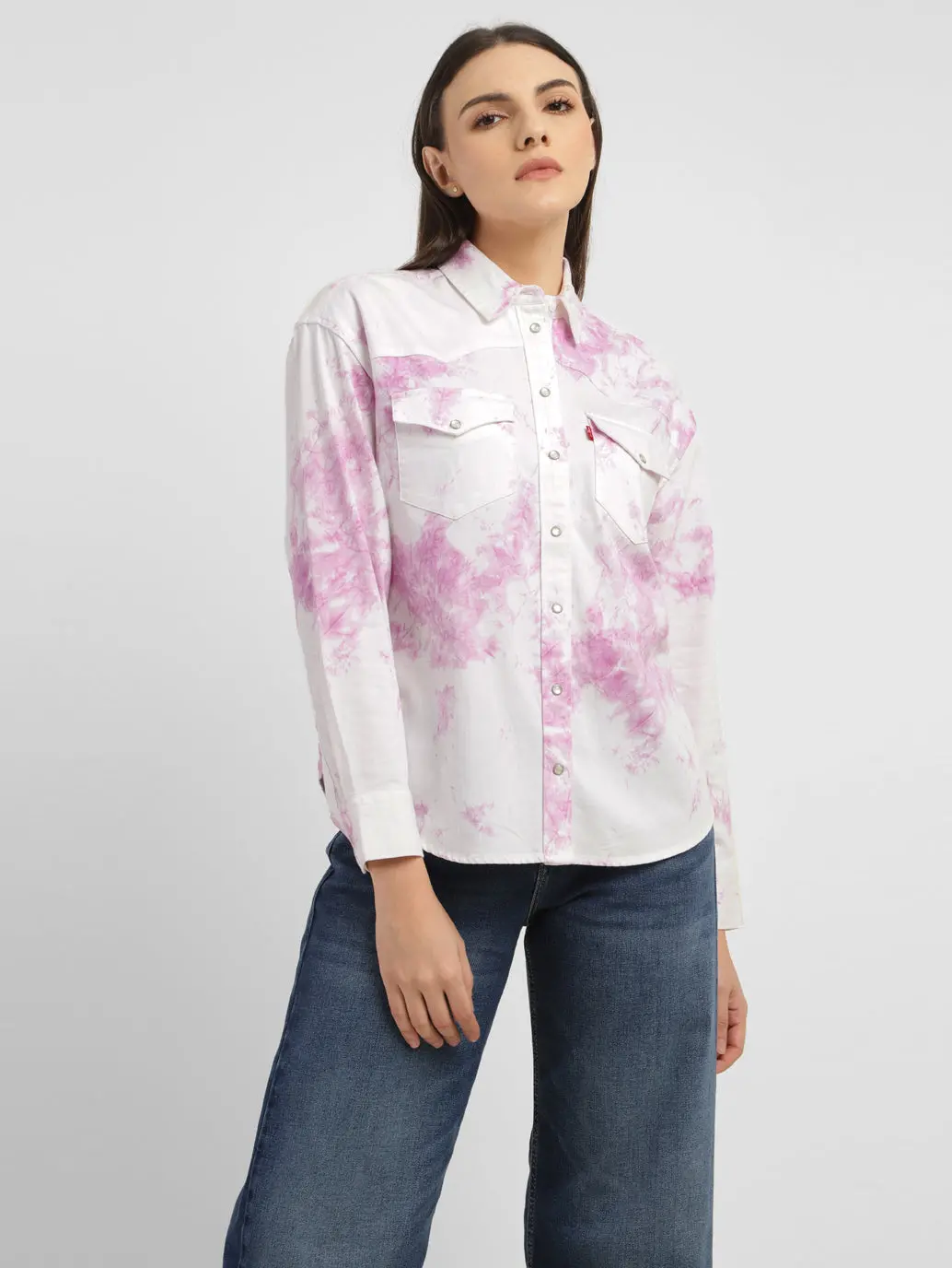 Women's Tie -Dye Spread Collar Shirt 1