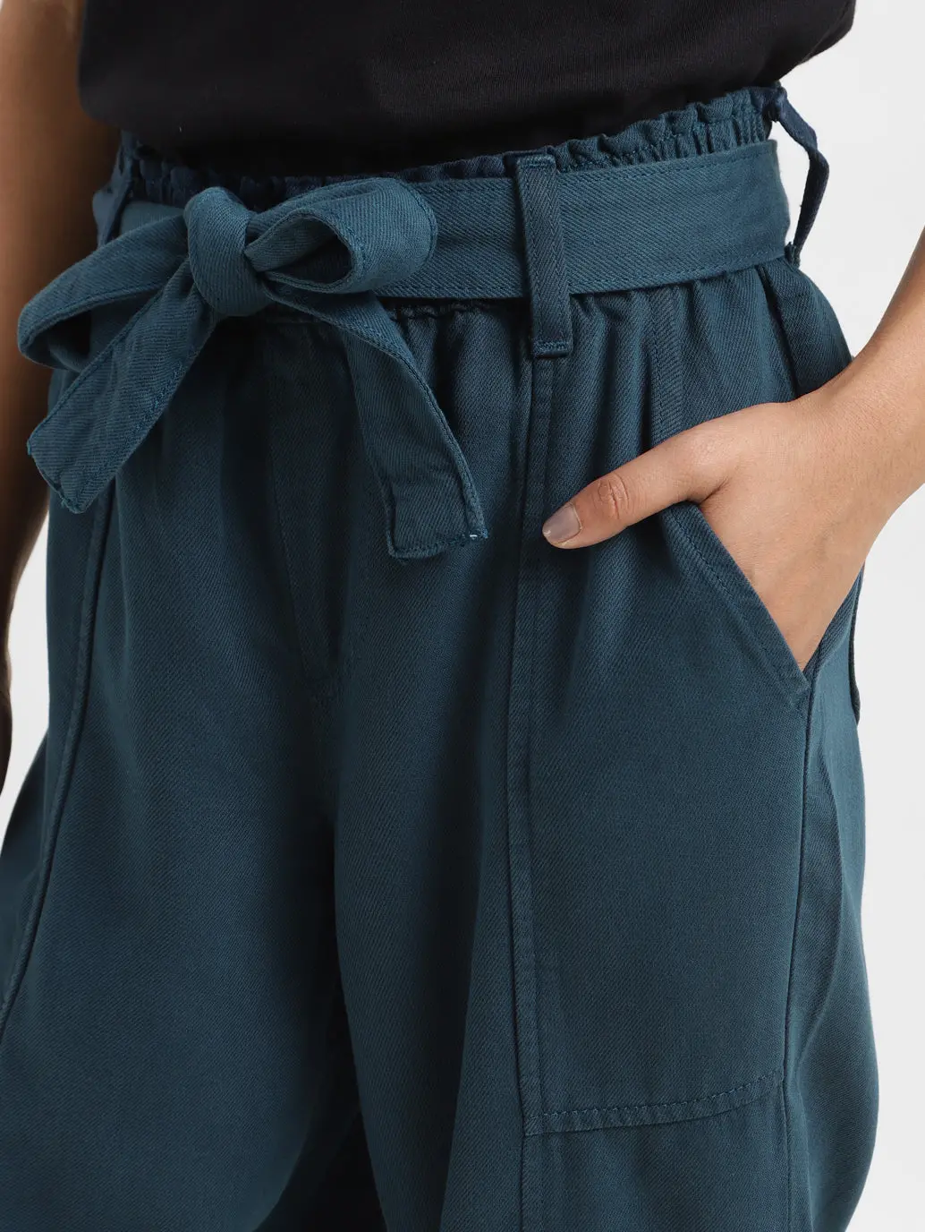 Women Mid Rise Teal Loose Tapered Fit Joggers 5