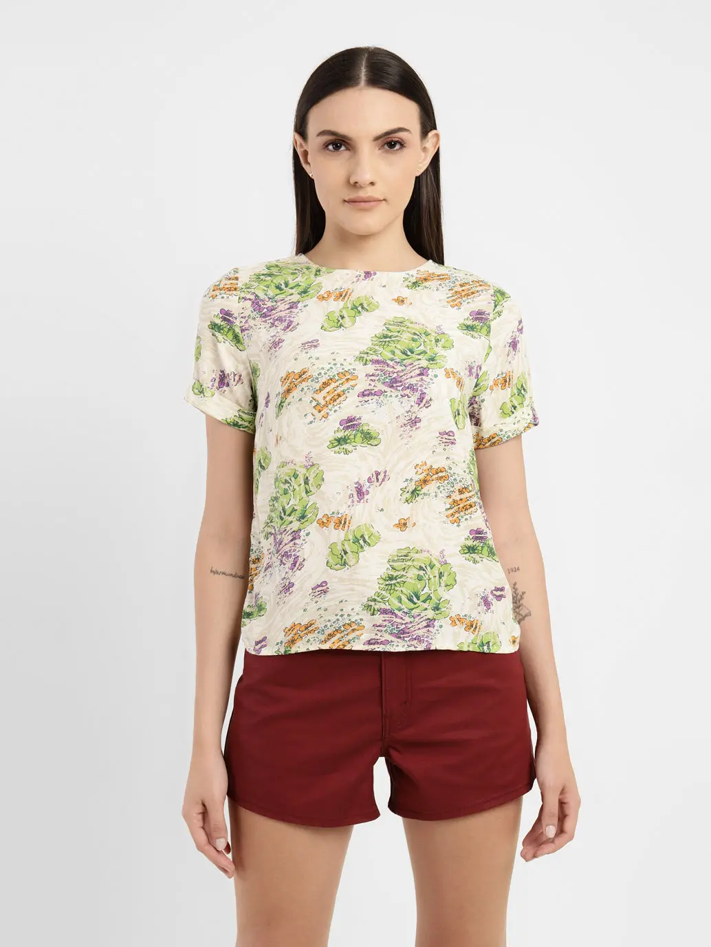 Women's Floral Round Neck Top 1