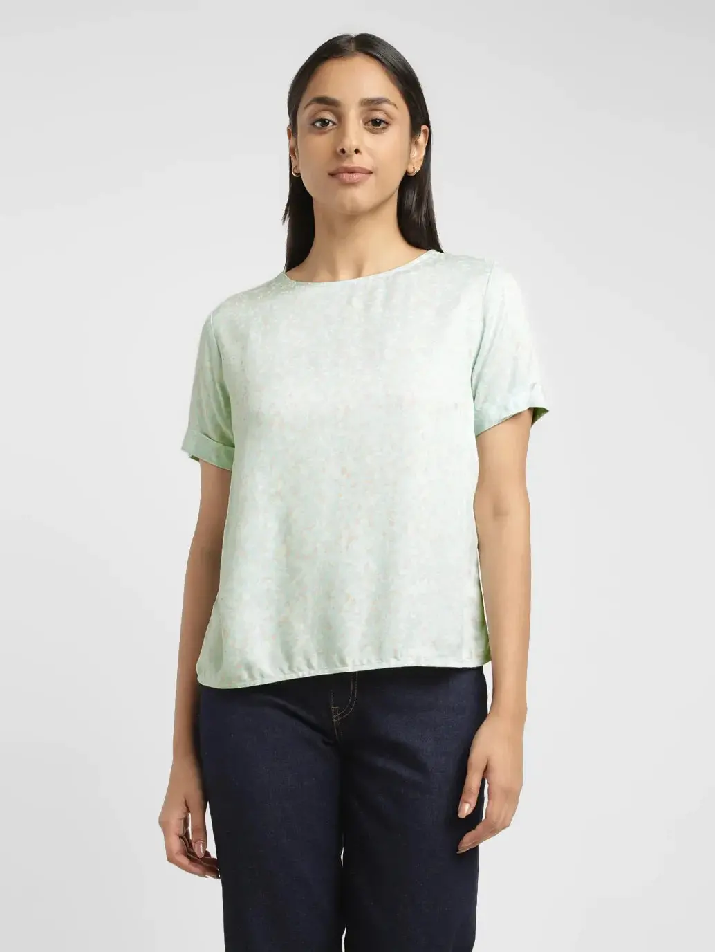Women's Floral Blue Round Neck Top 2