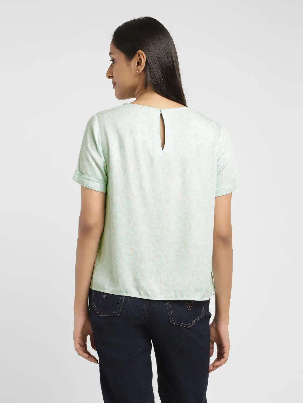 Women's Floral Blue Round Neck Top 3