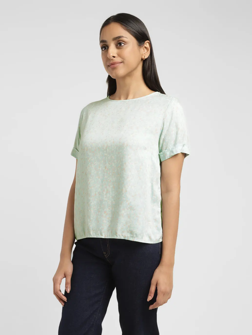 Women's Floral Blue Round Neck Top 5
