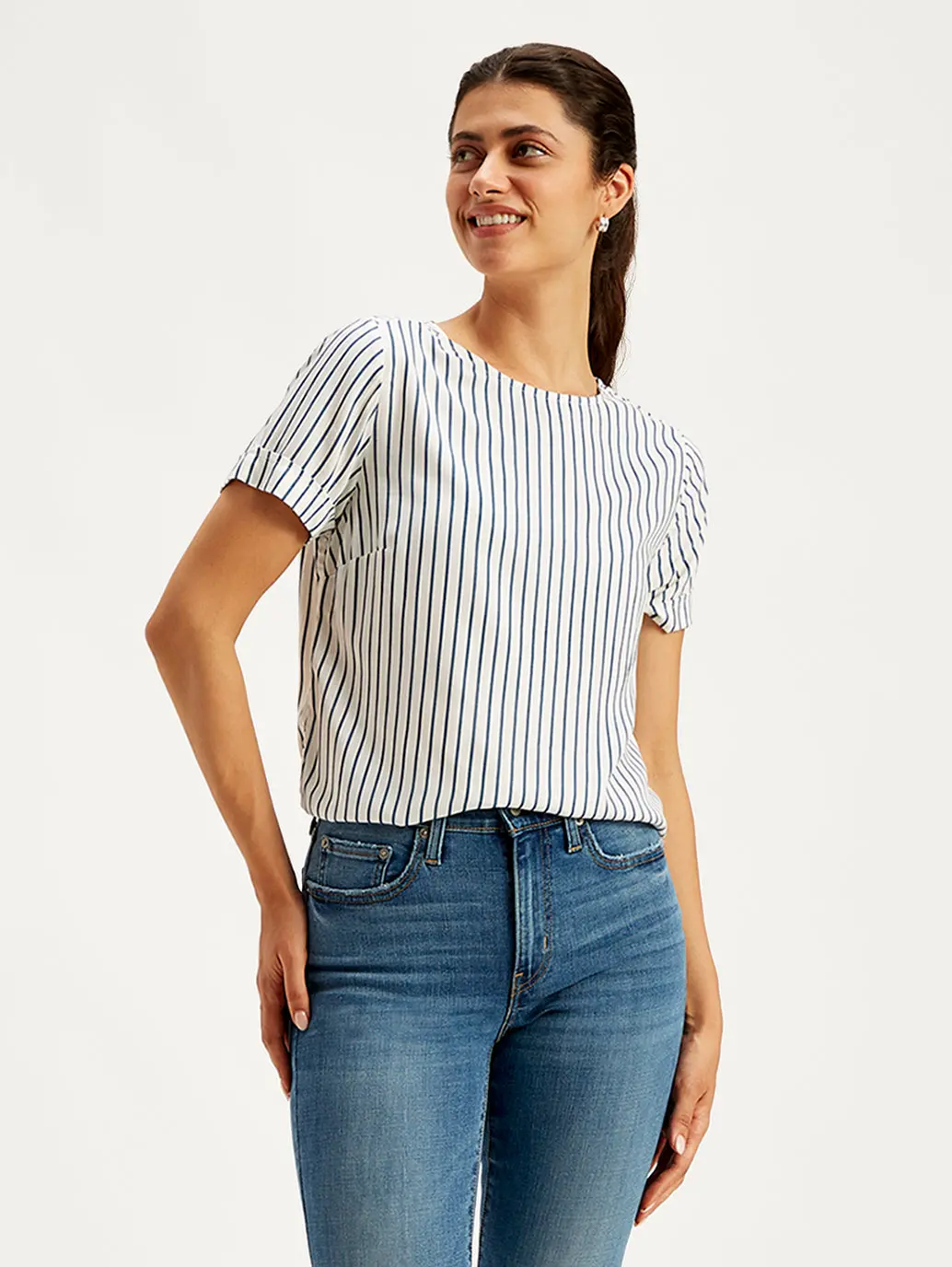 Women's Striped Round Neck Top 1