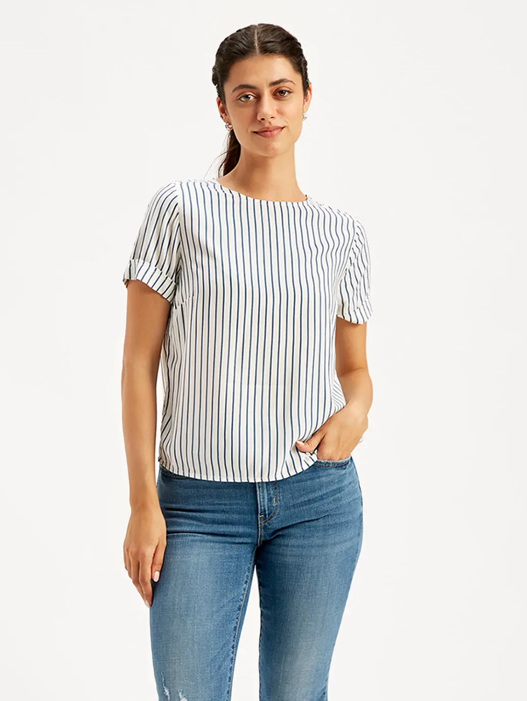 Women's Striped Round Neck Top 2