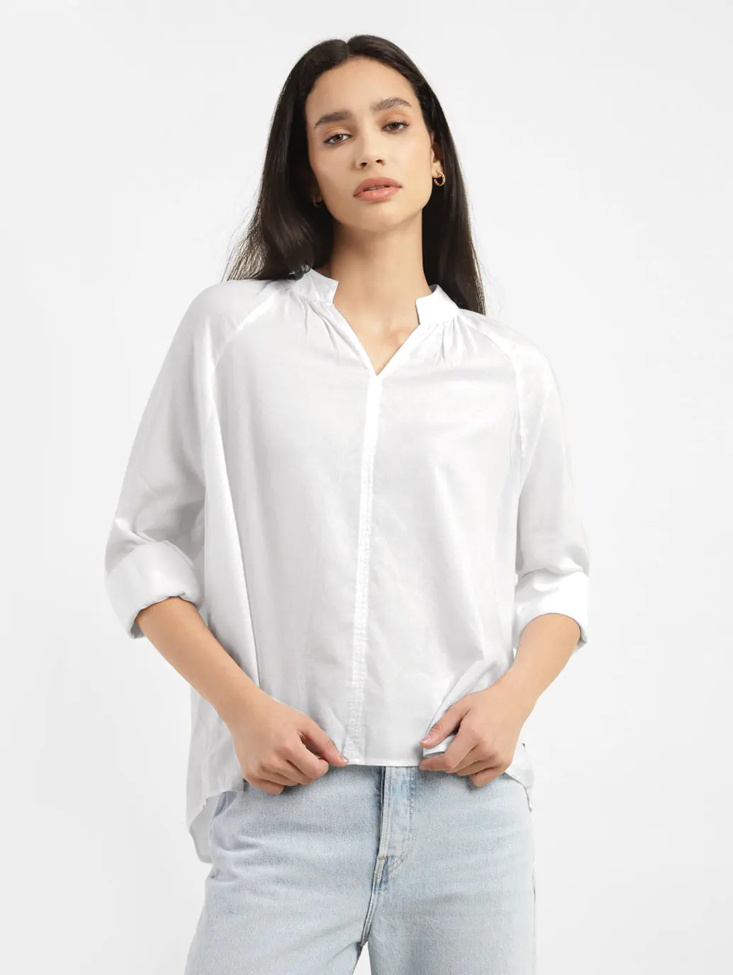 Women's Solid Band Neck Top 1