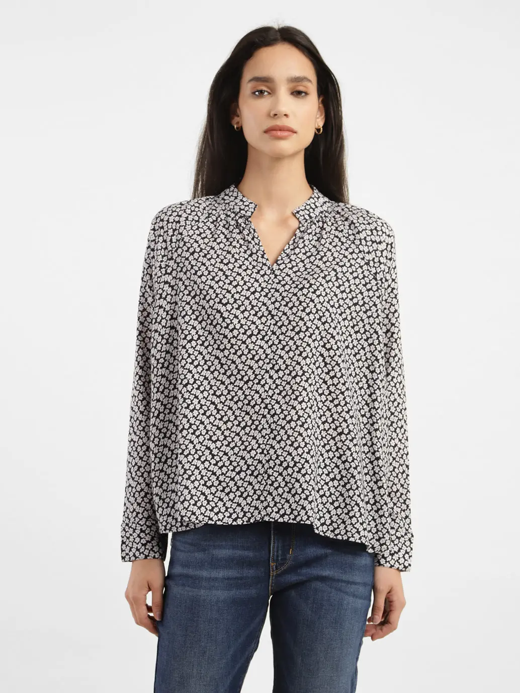 Women's Floral Band Neck Top 1