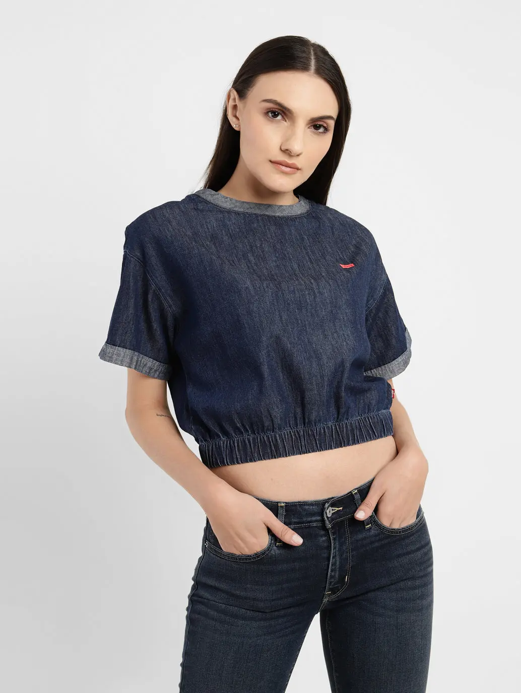 Women's Solid Round Neck Top 1