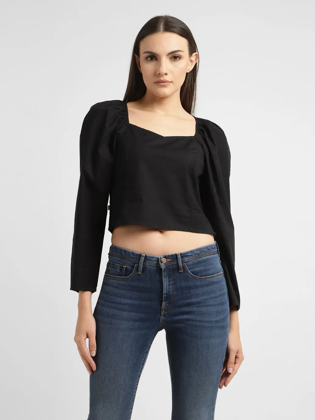 Women's Solid Sweet Heart Neck Top 1