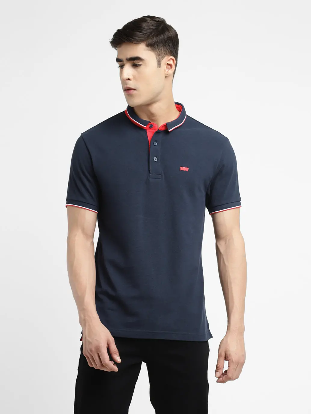 Men's Solid Polo Navy T-Shirt 2