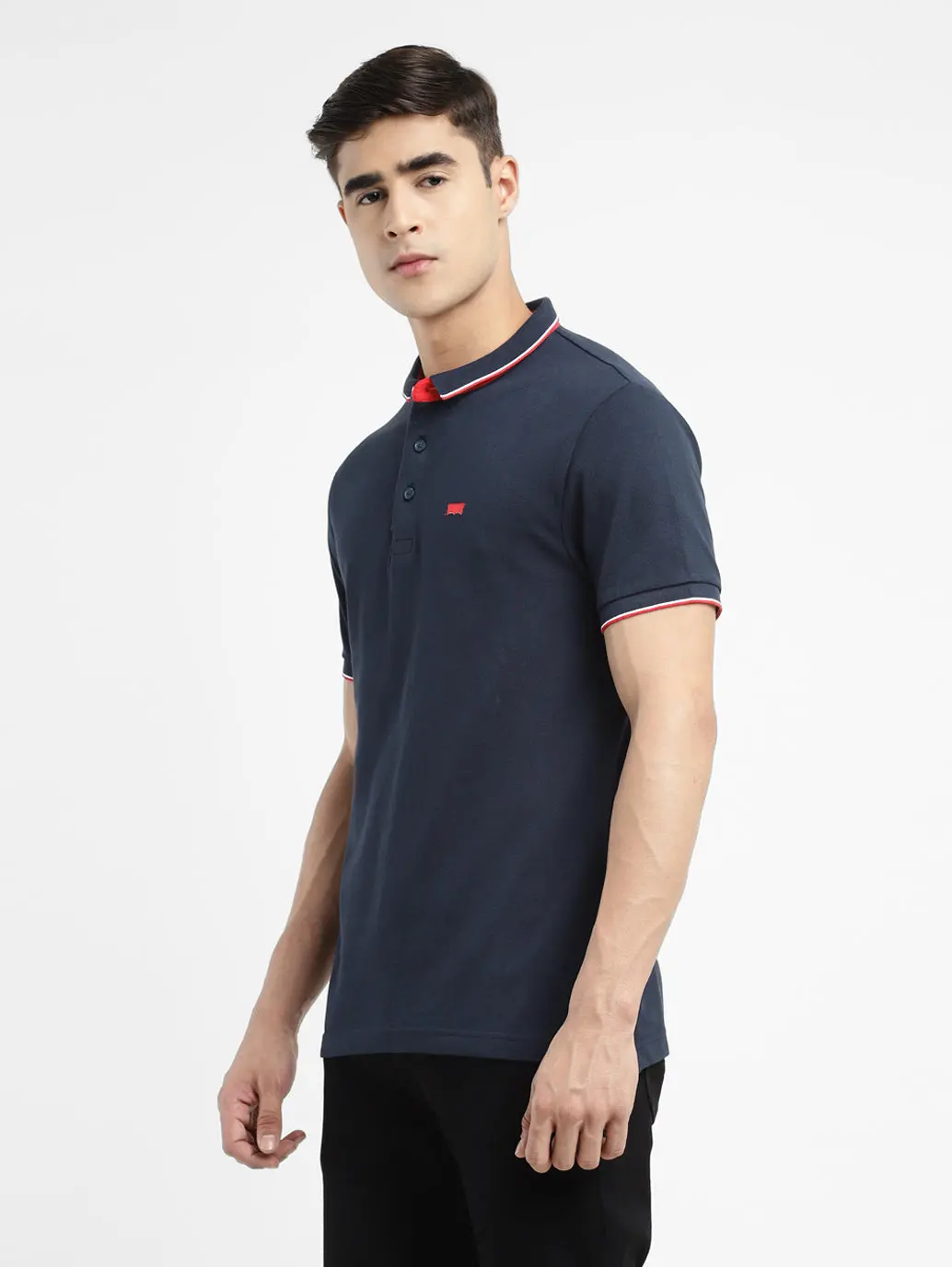 Men's Solid Polo Navy T-Shirt 4