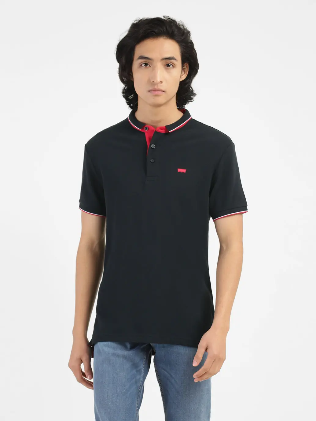 Men's Black Polo Collar T-Shirt 1