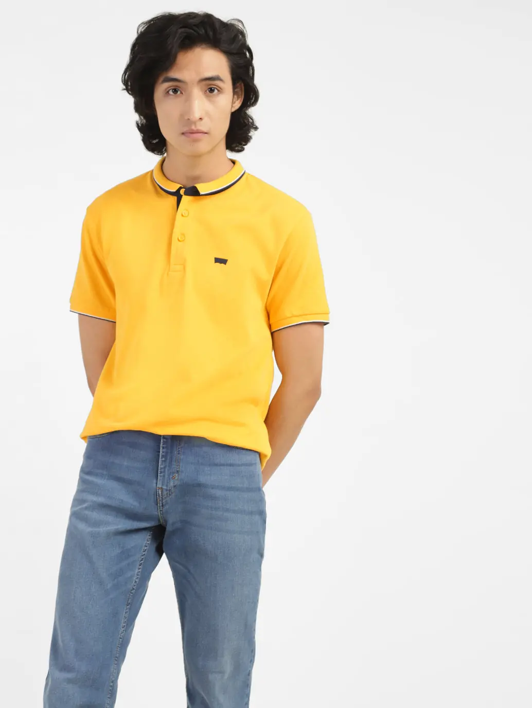 Men's Yellow Polo Collar T-Shirt 1