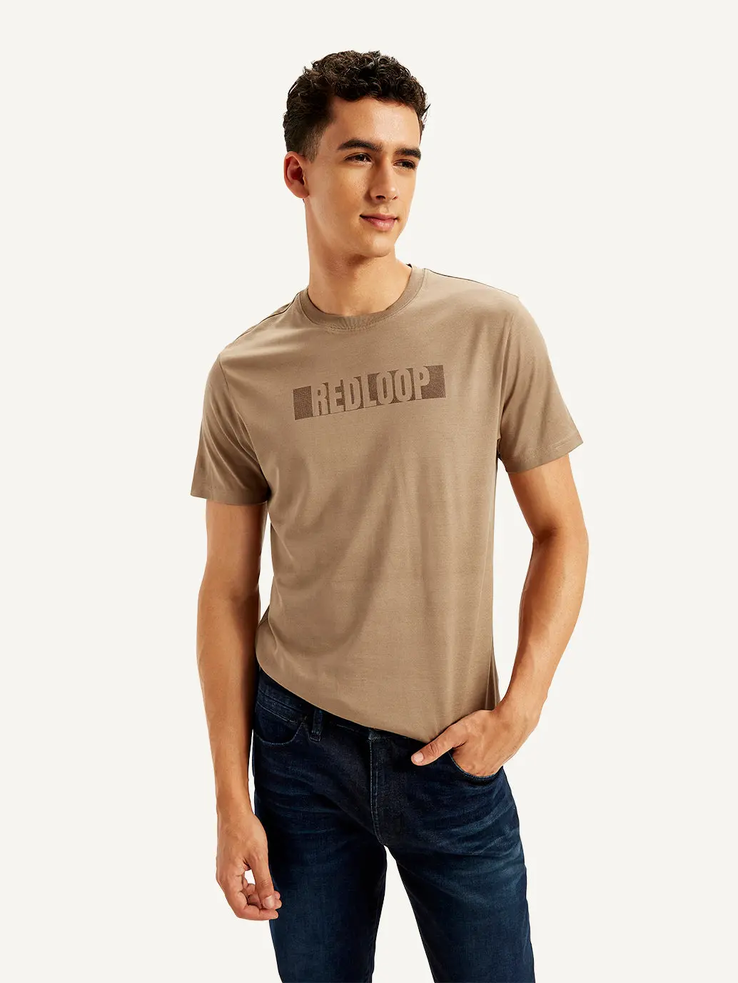 Men's Redloop Typographic Print Slim Fit T-Shirt 1