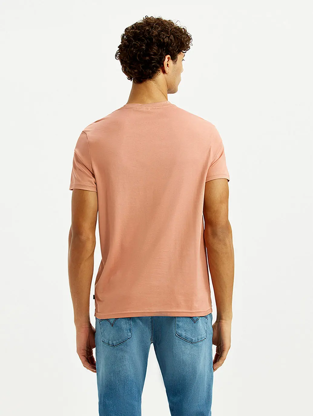 Men's Redloop Typography Peach Slim Fit T-Shirt 3