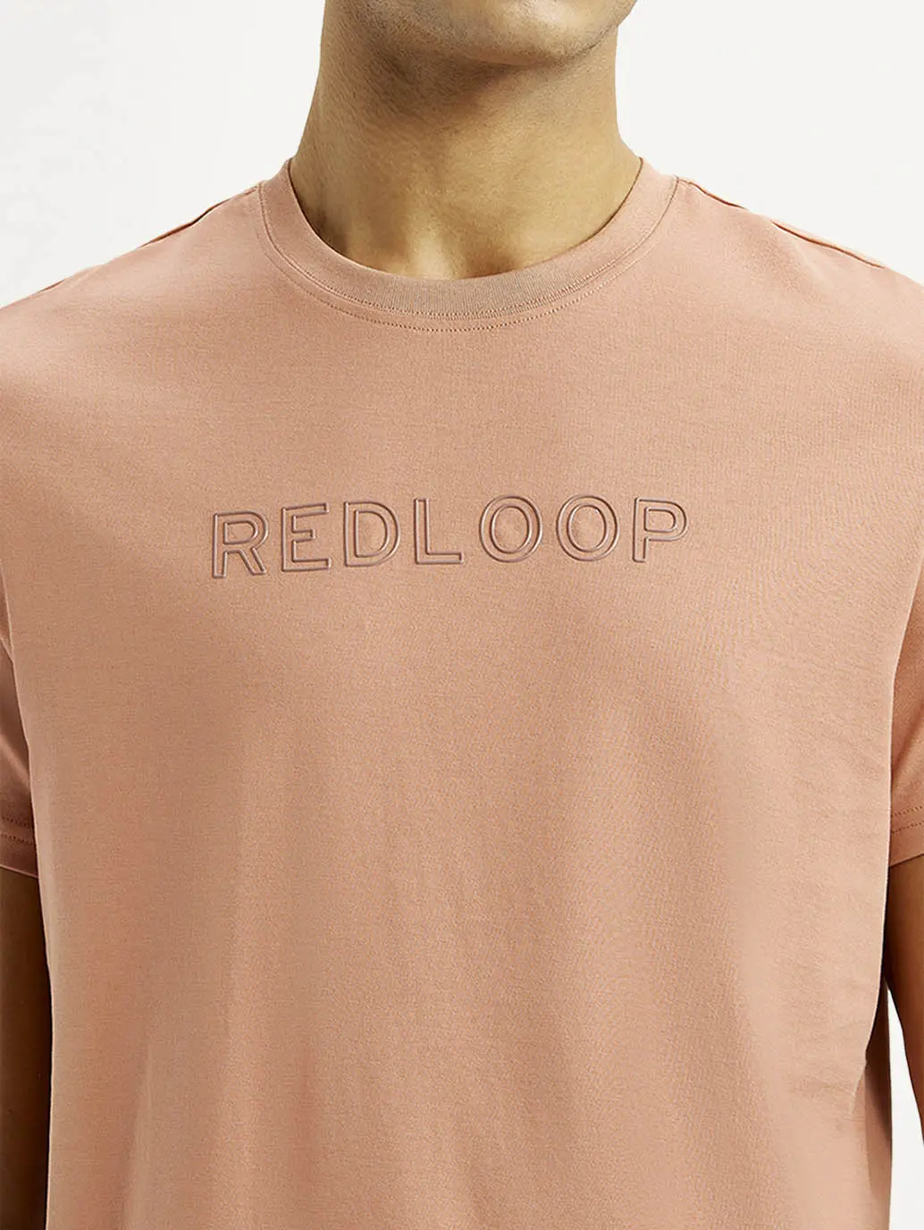 Men's Redloop Typography Peach Slim Fit T-Shirt 4