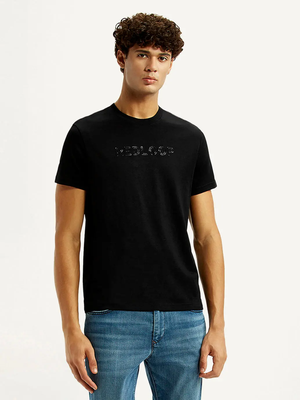 Men's Redloop Typography Black Slim Fit T-Shirt 1
