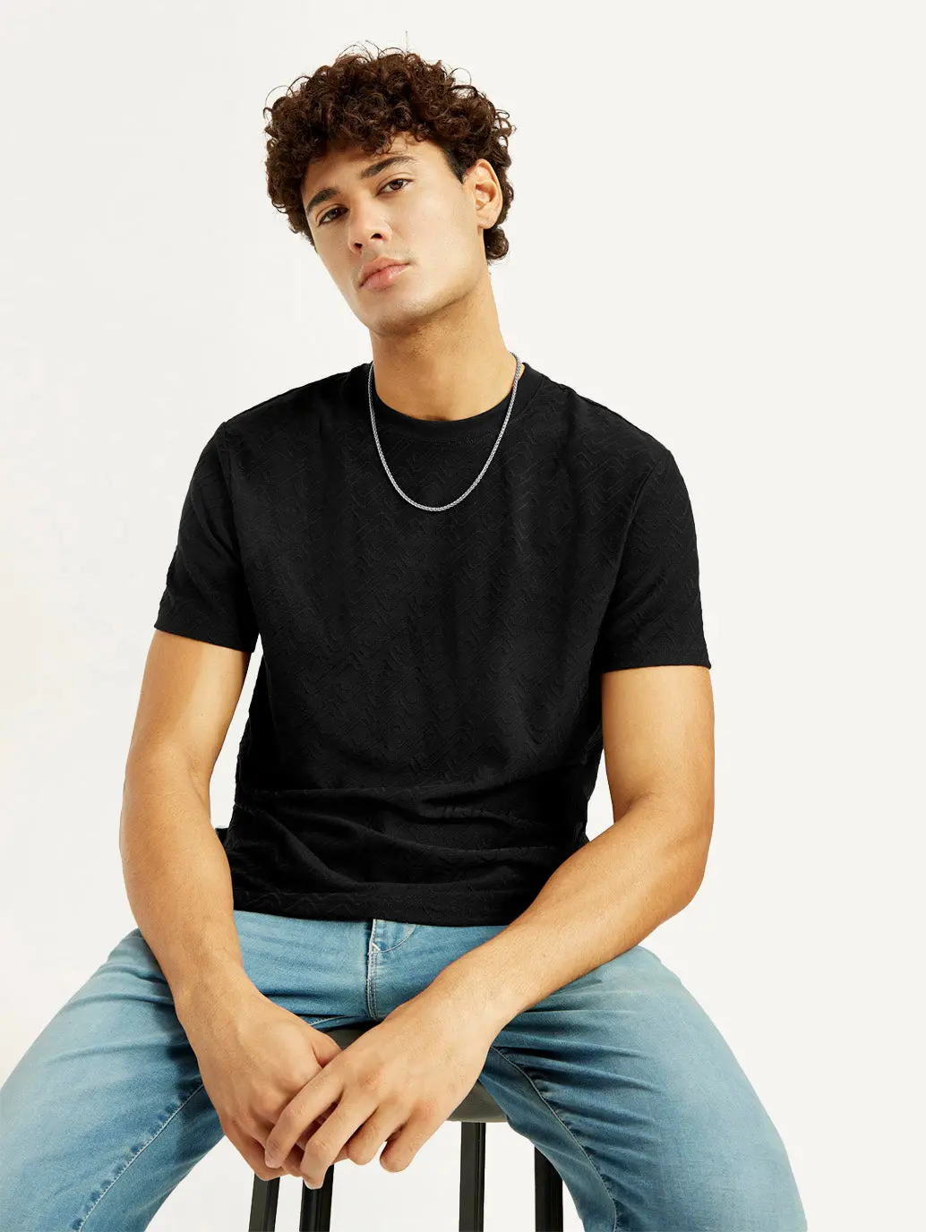 Men's Redloop Solid Black Slim Fit T-Shirt 1