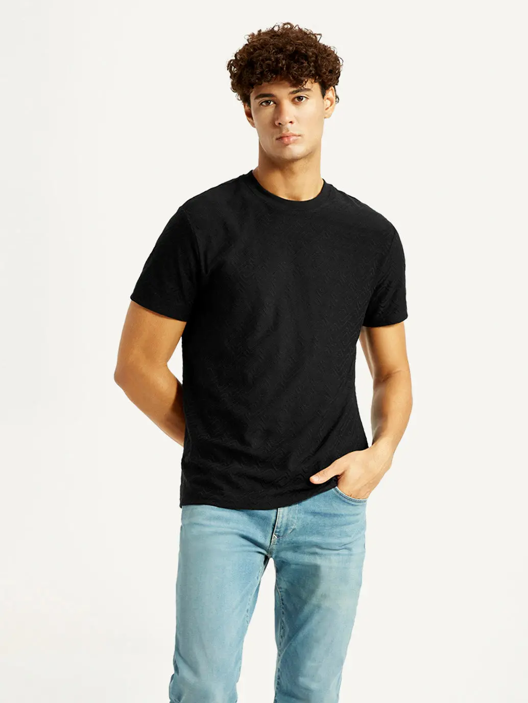 Men's Redloop Solid Black Slim Fit T-Shirt 2