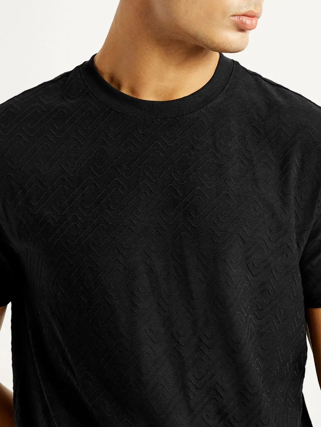 Men's Redloop Solid Black Slim Fit T-Shirt 4