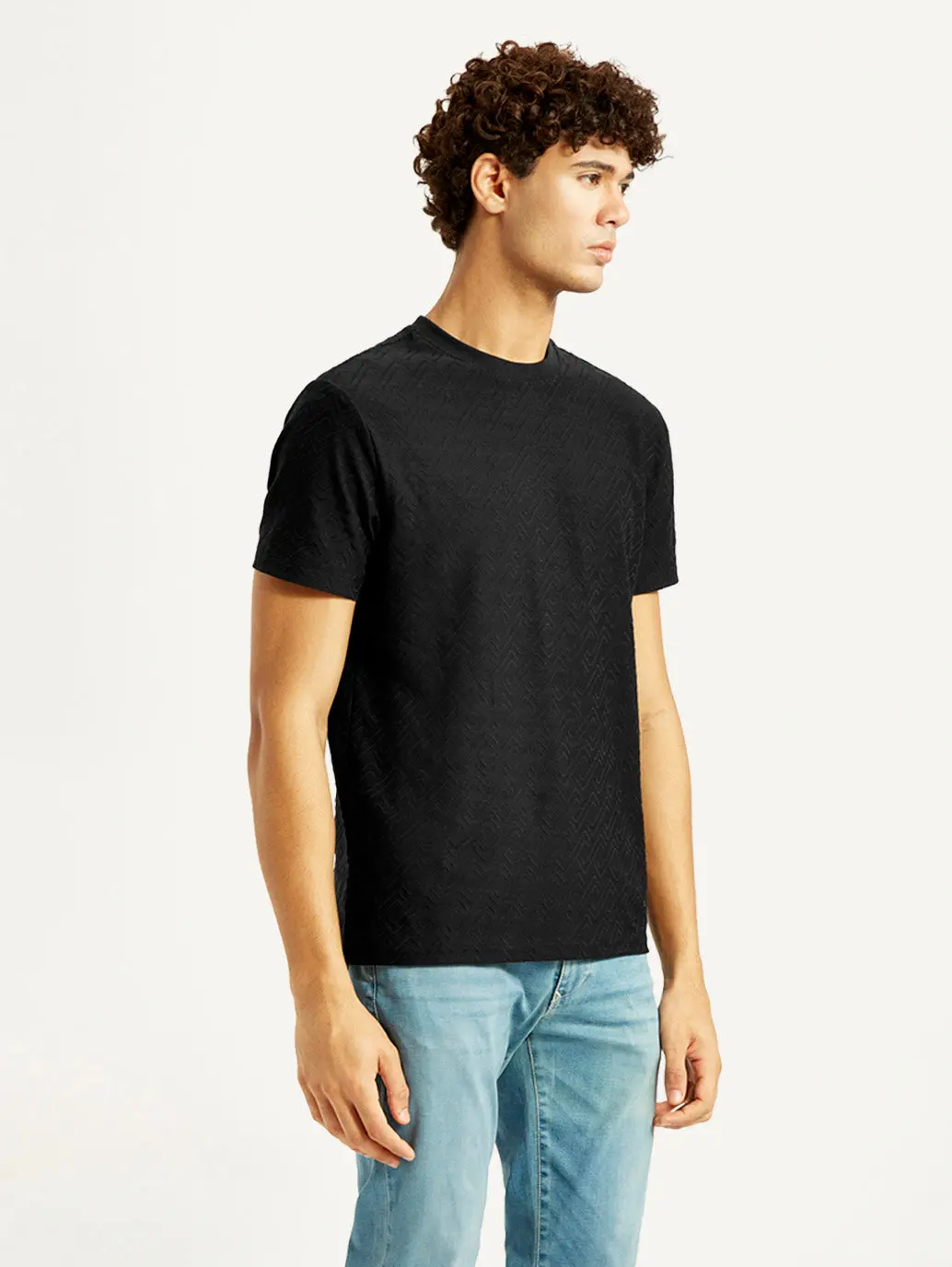 Men's Redloop Solid Black Slim Fit T-Shirt 5